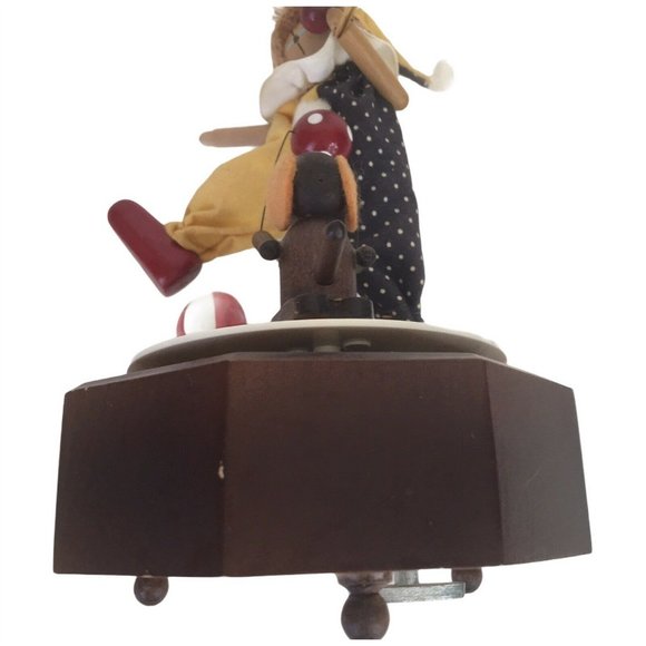 Vintage Schmid Music Box Wood Clown Hand Crafted Plays The Entertainer Working - Picture 6 of 10